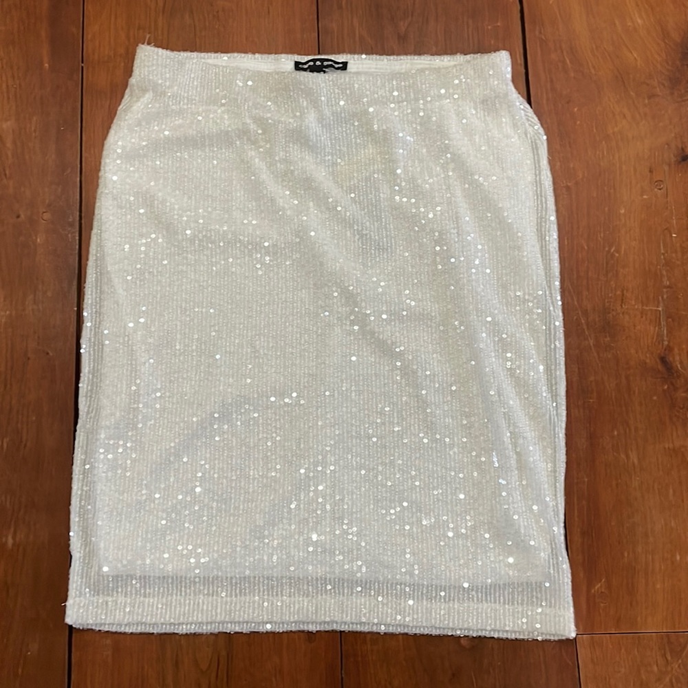 White Sequin Skirt